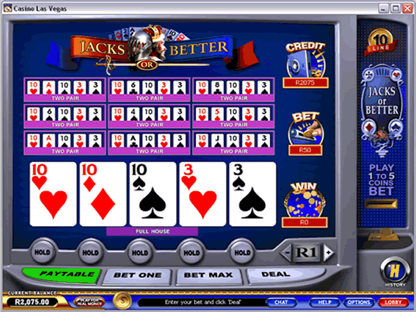 10 Line Jacks or Better Video Poker