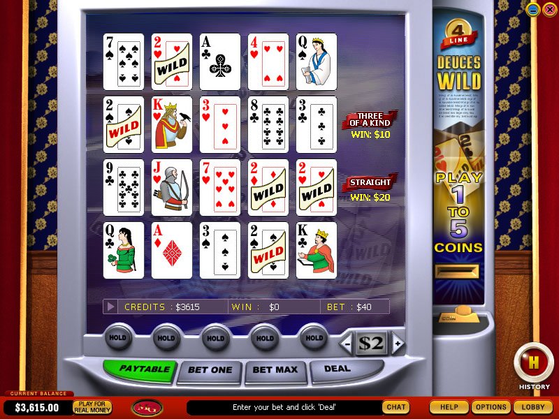 4 Line Deuces Wild Video Poker